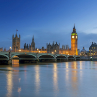 View of The Houses of Parliament in London, UK, at dusk